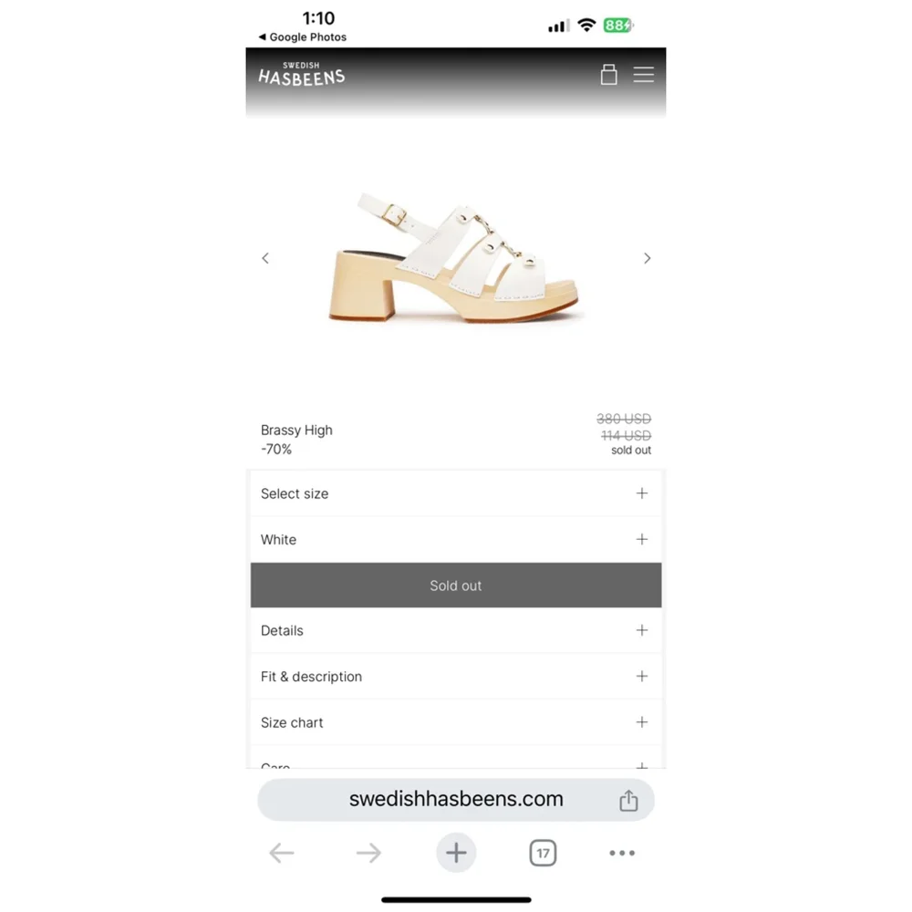 Women's Swedish Hasbeens Handmade Brassy High Sandals Size 38 White Sandals - Picture 8 of 16